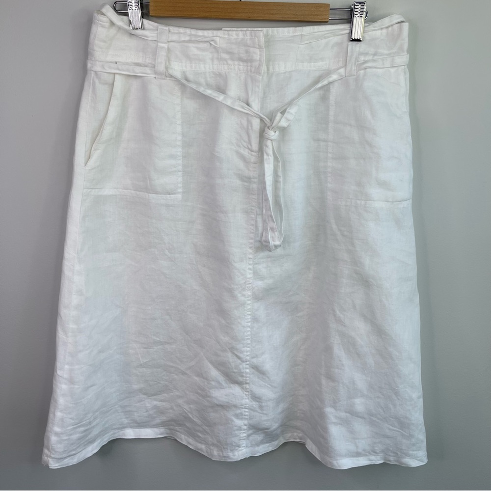Saint Tropez West White Linen Skirt Size 12 - Picture 4 of 9